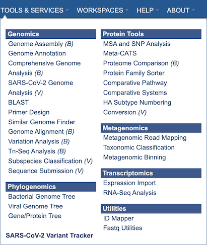 Protein Family Sorter Service Menu