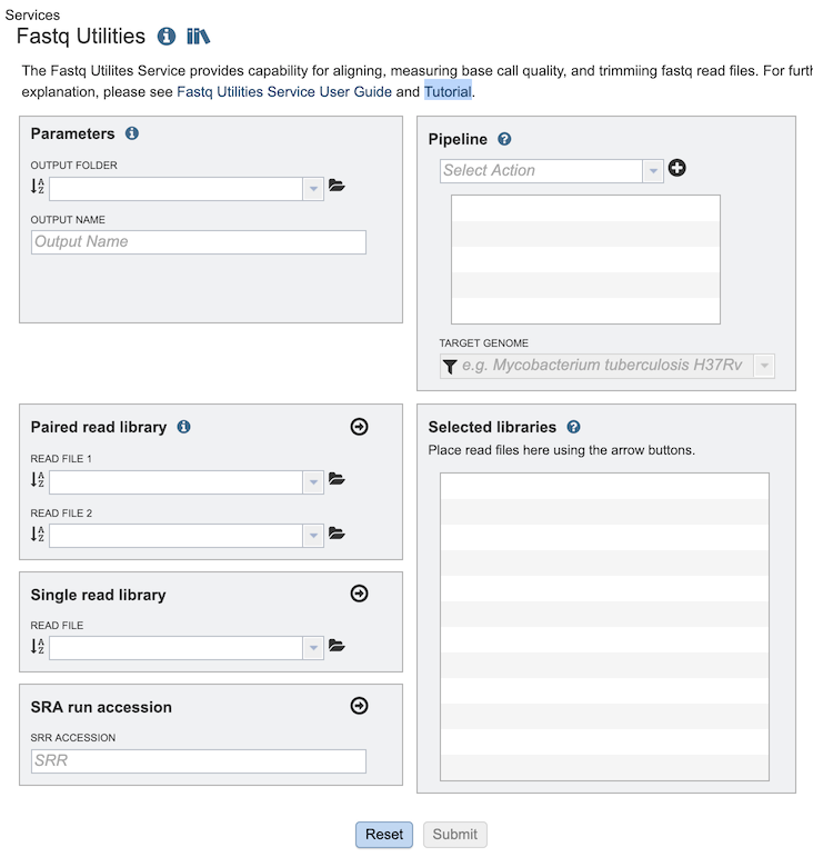 Fastq Utilities Input Form