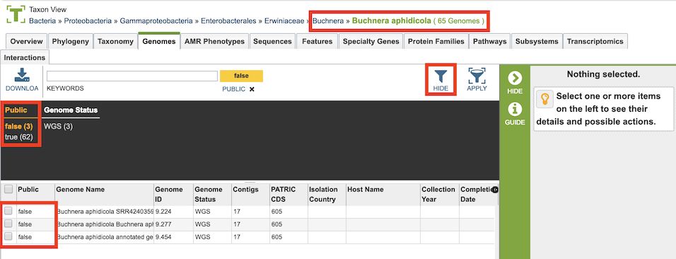 Genomes Filtered to Private