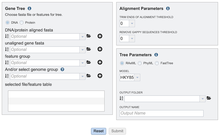 GeneTree Service Input Form