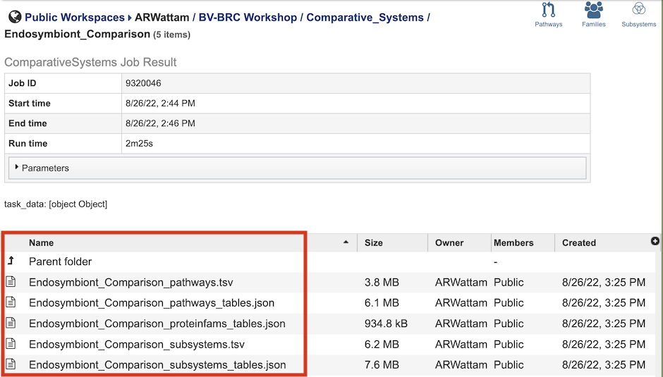 Comparative Systems Output Files