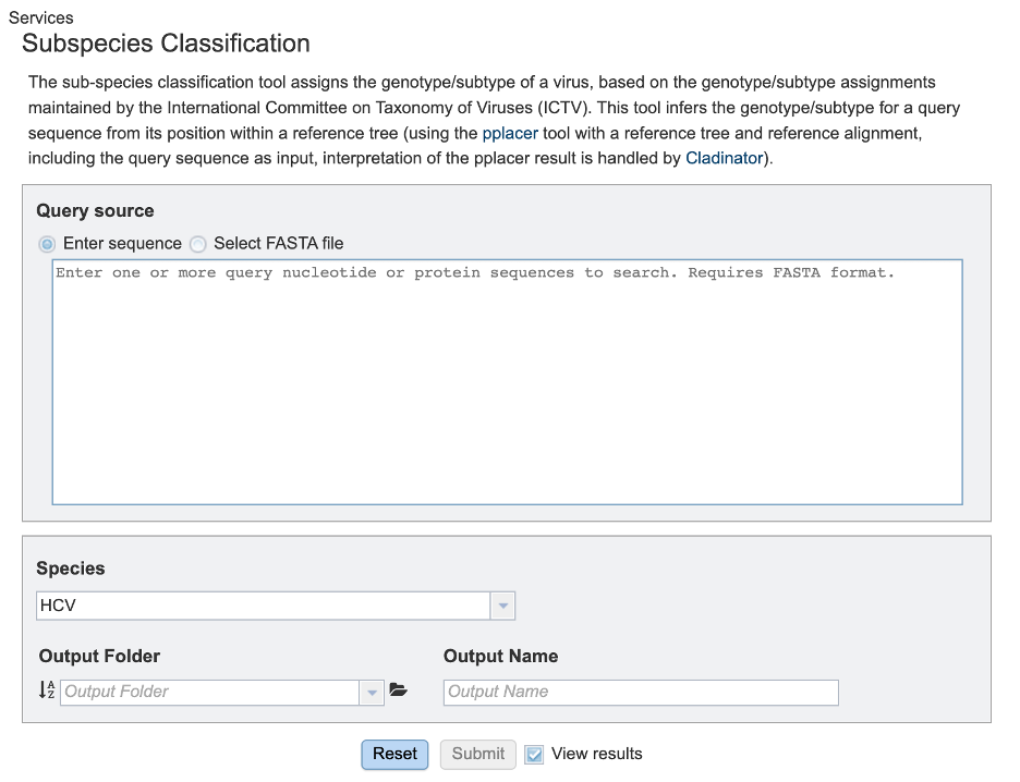 Subspecies Parameters